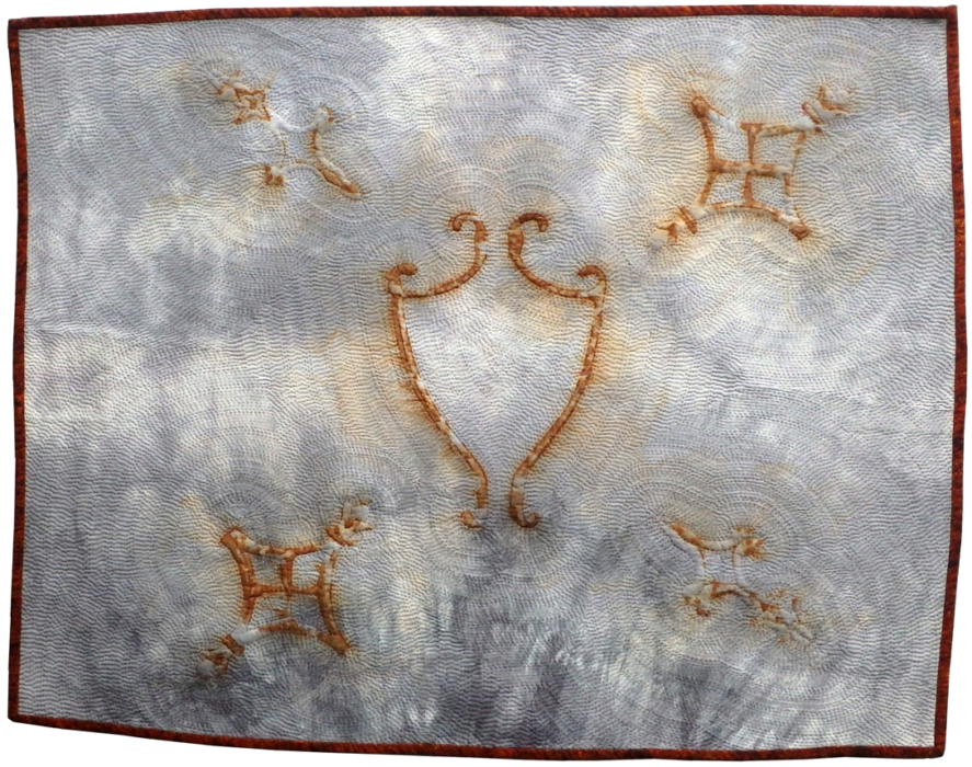 full view image of textile artwork Shield by Jean M. Judd