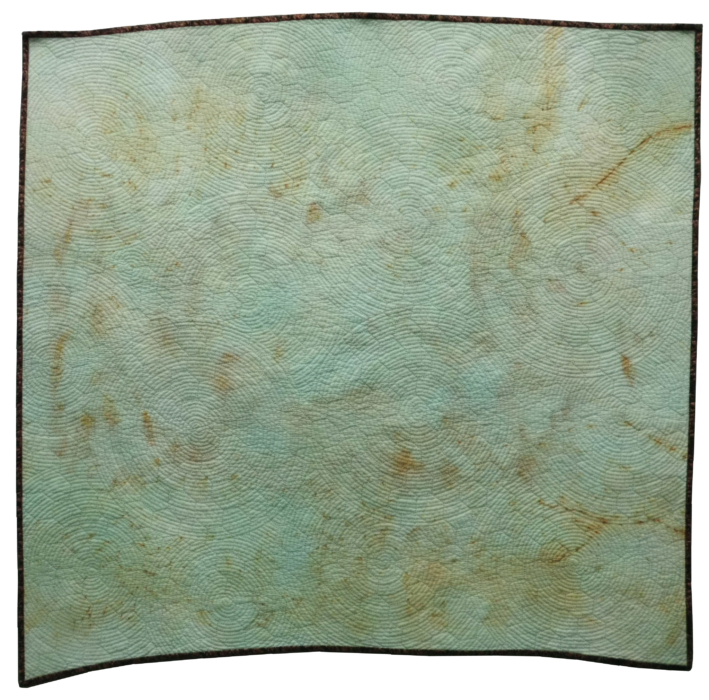 Image of textile artwork, Contaminated Water #4: Through the Fence by Wisconsin artist Jean M. Judd