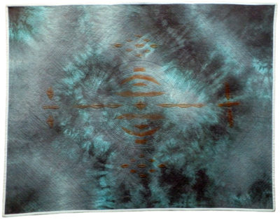 Image of textile artwork, Rusted Lace #5, by Wisconsin artist Jean M. Judd