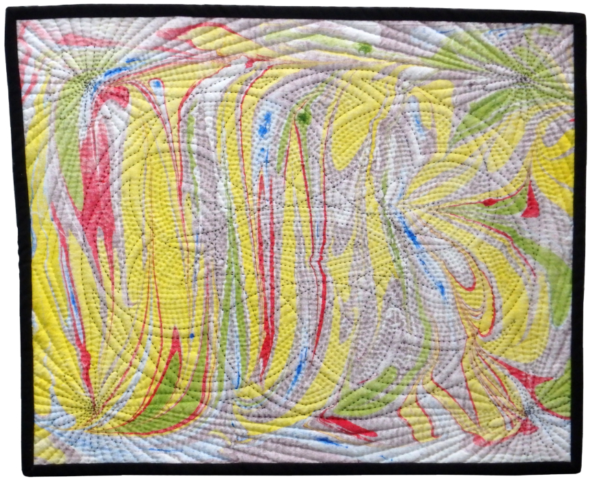 Full image of mixed media artwork Aged Psychedelic #6 by Wisconsin textile artist Jean M. Judd.