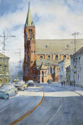 The Curve at West Pike-watercolor by Judy Mudd