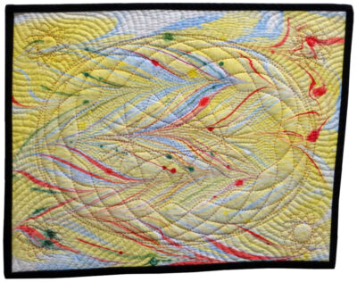 Contemporary textile artwork Aged Psychedelic #1 by Wisconsin artist Jean M. Judd.