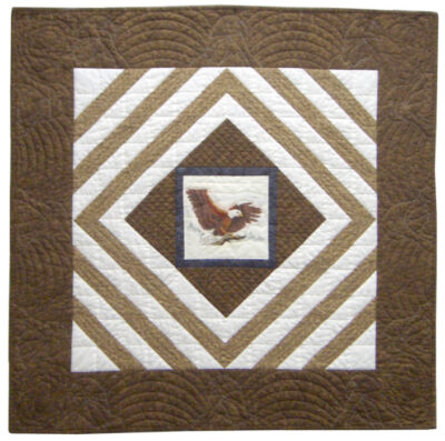 Image of contemporary textile artwork Eagle Wings by Wisconsin artist Jean M. Judd.