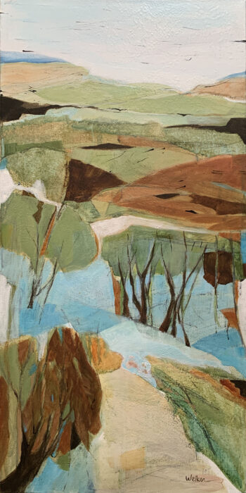 Verdant Lake is the third painting in my Verdant Series. I continue to explore design and nature through semi abstract compositions.